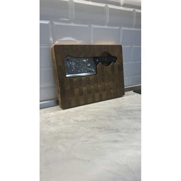 Набор кухонный торцевая разделочная доска с тяпкой Чумацкий шлях Gorillas BBQ DS32