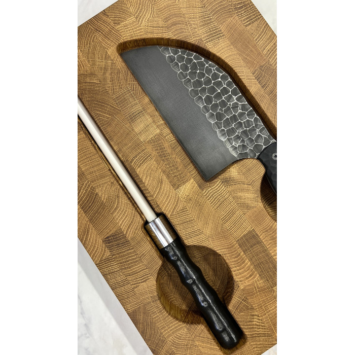 Набор кухонный торцевая доска разделочная с тяпкой Серб темный + мусат Gorillas BBQ DS34