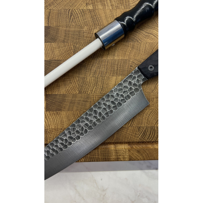 Набор кухонный торцевая разделочная доска с кухонным ножом Шеф и мусатом Gorillas BBQ DS36