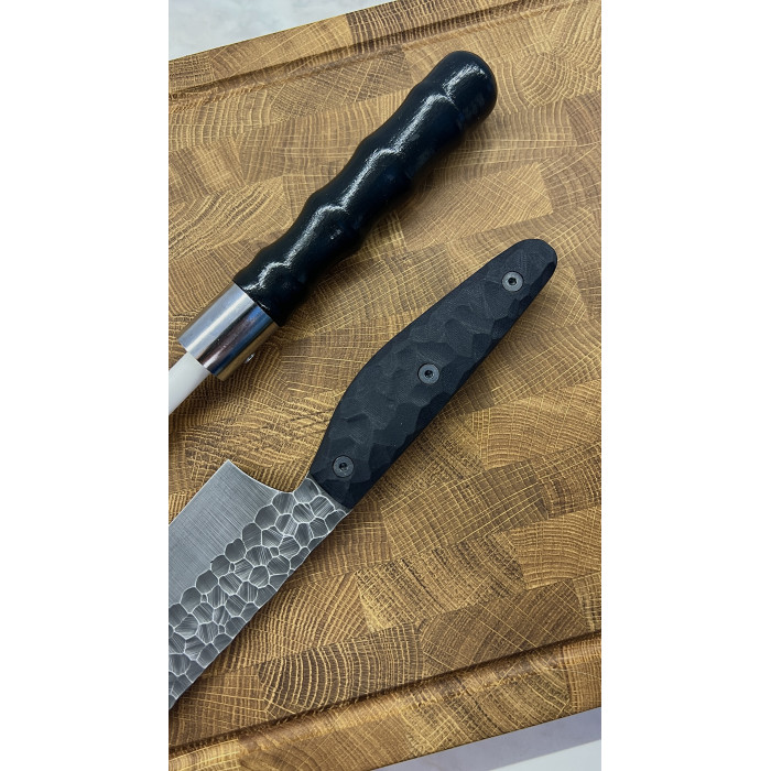 Набор кухонный торцевая разделочная доска с кухонным ножом Шеф и мусатом Gorillas BBQ DS36