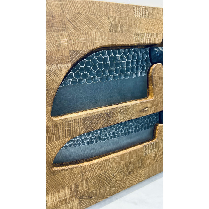 Набор кухонный торцевая разделочная доска с кухонной тяпкой Серб и ножом Шеф Gorillas BBQ DS37