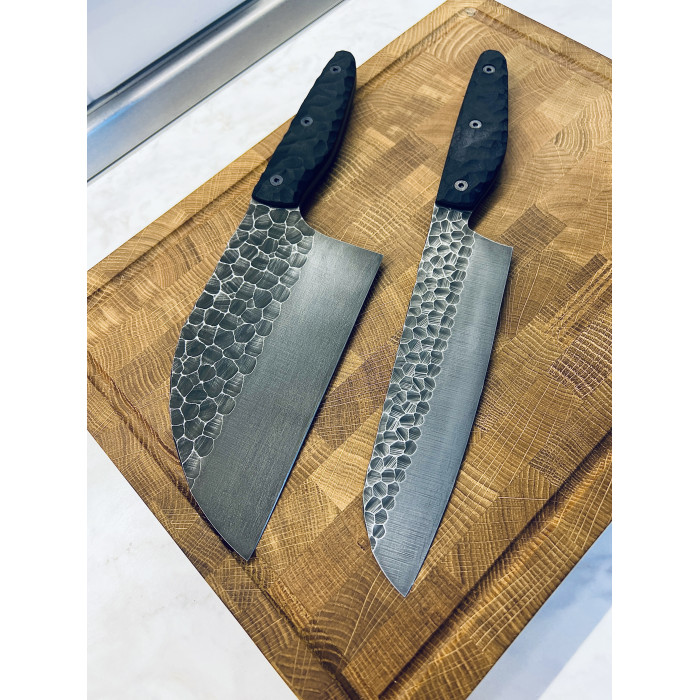 Набор кухонный торцевая разделочная доска с кухонной тяпкой Серб и ножом Шеф Gorillas BBQ DS37