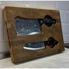 Набор кухонный торцевая разделочная доска с кухонной тяпкой и ножом Чумацкий шлях Gorillas BBQ DS42