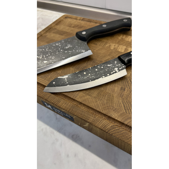 Набор кухонный торцевая разделочная доска с кухонной тяпкой и ножом Чумацкий шлях Gorillas BBQ DS42