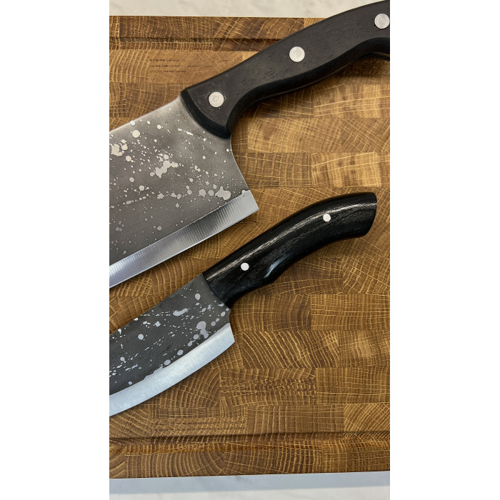 Набор кухонный торцевая разделочная доска с кухонной тяпкой и ножом Чумацкий шлях Gorillas BBQ DS42