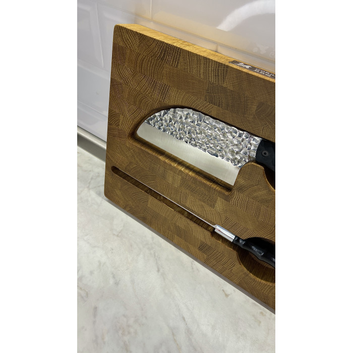 Набор кухонный торцевая доска разделочная с тяпкой Серб светлый + мусат Gorillas BBQ DS43