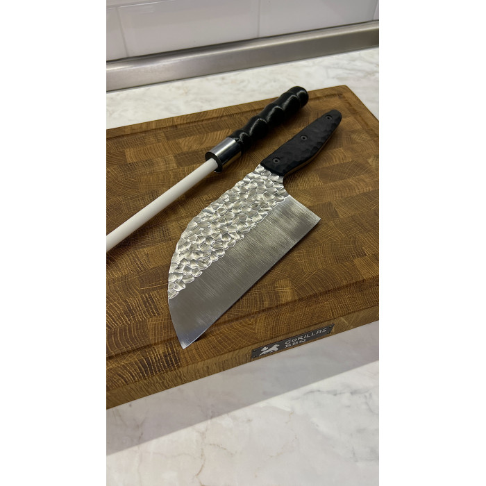 Набор кухонный торцевая доска разделочная с тяпкой Серб светлый + мусат Gorillas BBQ DS43