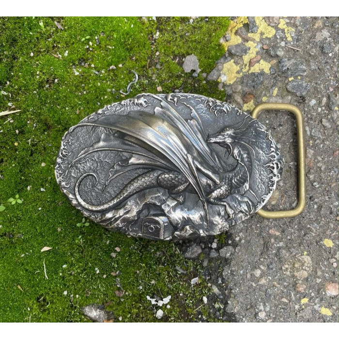 Ремень (тиснение) с пряжкой Дрогон нейзильбер bb66