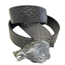 Ремень (тиснение) с пряжкой Фенрир нейзильбер bb72