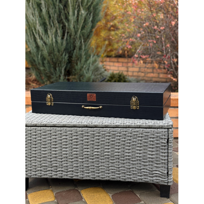 Набор для шашлыка подарочный в кожаной коробке Зубр 2.0 ELIT BS69