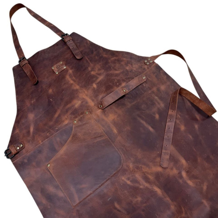 Кожаный фартук Gorillas BBQ (кожа Crazy Horse) 1 карман FR21