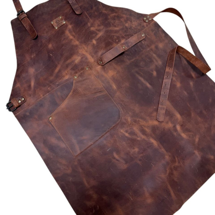 Кожаный фартук Gorillas BBQ (кожа Crazy Horse) 1 карман FR21