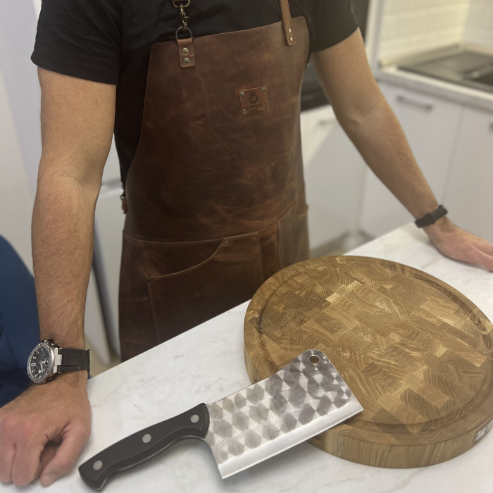 Кожаный фартук Gorillas BBQ (кожа Crazy Horse) 2 кармана FR22