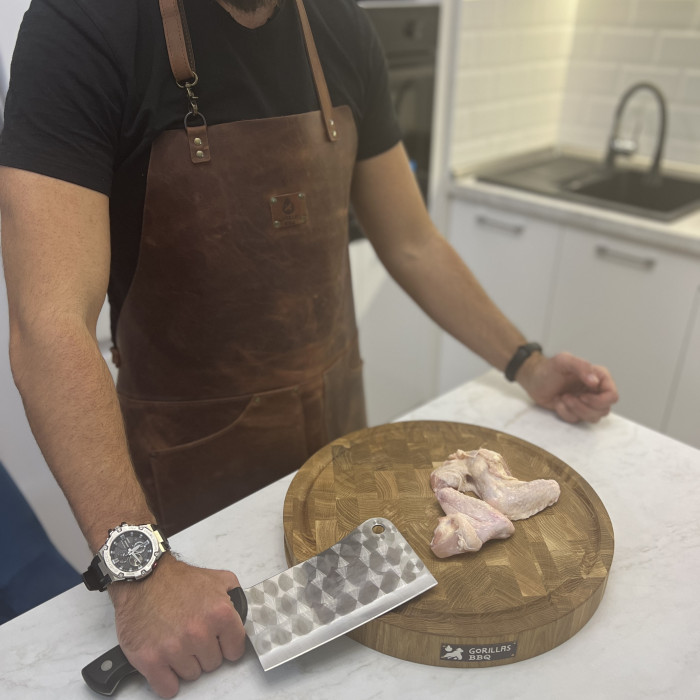 Кожаный фартук Gorillas BBQ (кожа Crazy Horse) 2 кармана FR22