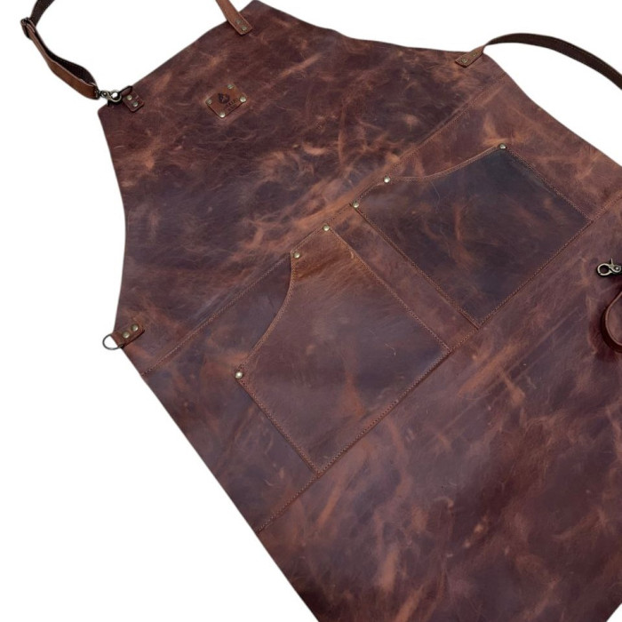 Кожаный фартук Gorillas BBQ (кожа Crazy Horse) 2 кармана FR22