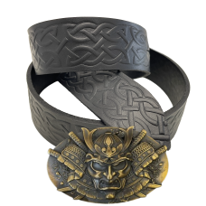 Ремень (тиснение) с пряжкой Самурай латунь bb53