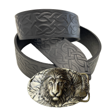 Ремень (тиснение) с пряжкой Лев латунь bb54