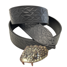 Ремень (тиснение) с пряжкой Змея латунь bb59