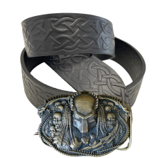 Ремень (тиснение) с пряжкой Хищник латунь bb61