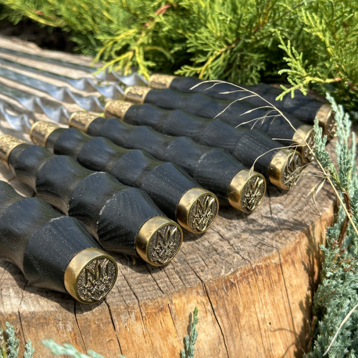 Шампур с деревянной ручкой 1 шт Украинский герб (круг) Gorillas BBQ SKK13