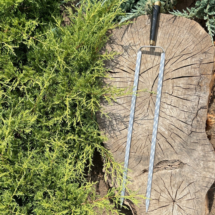 Двойной шампур с деревянной ручкой 1 шт Украинский герб (овал) Gorillas BBQ SKK30