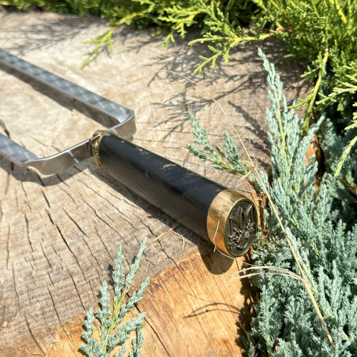 Двойной шампур с деревянной ручкой 1 шт Украинский герб (овал) Gorillas BBQ SKK30