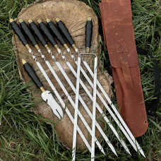 Набор шампуров КОЛЧАН МЕДВЕЖЬЯ ЛАПА в кожаном чехле BS29