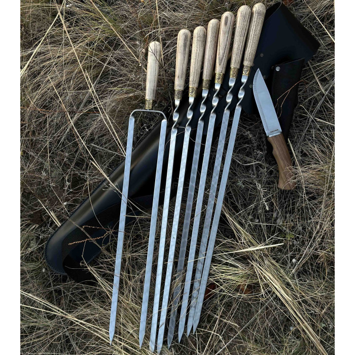 Набор шампуров КОЛЧАН ЧИНГИЗХАН в кожаном чехле BS30