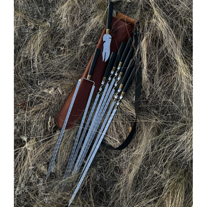 Набор шампуров НАПОЛЕОН в кожаном чехле BS33