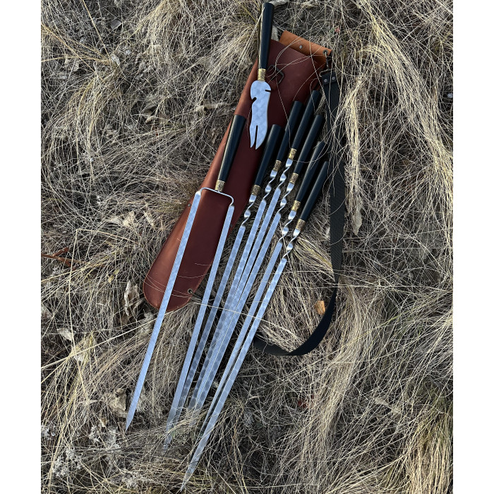 Набор шампуров НАПОЛЕОН в кожаном чехле BS33