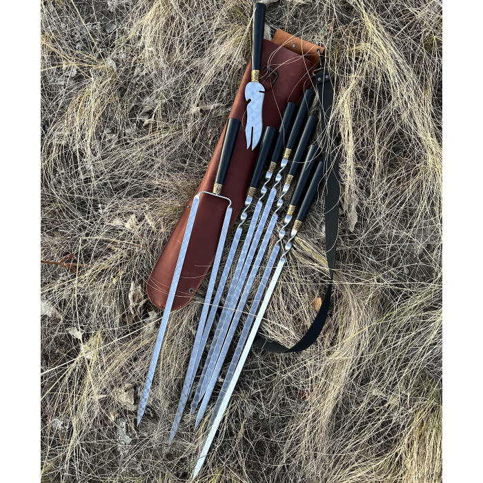 Набор шампуров НАПОЛЕОН в кожаном чехле BS33