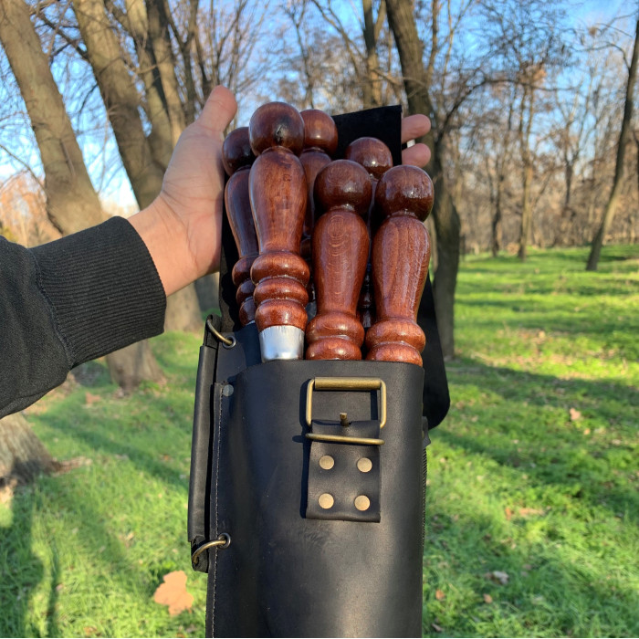 Набор шампуров КОЛЧАН ФИЛИН BS88 в кожаном чехле