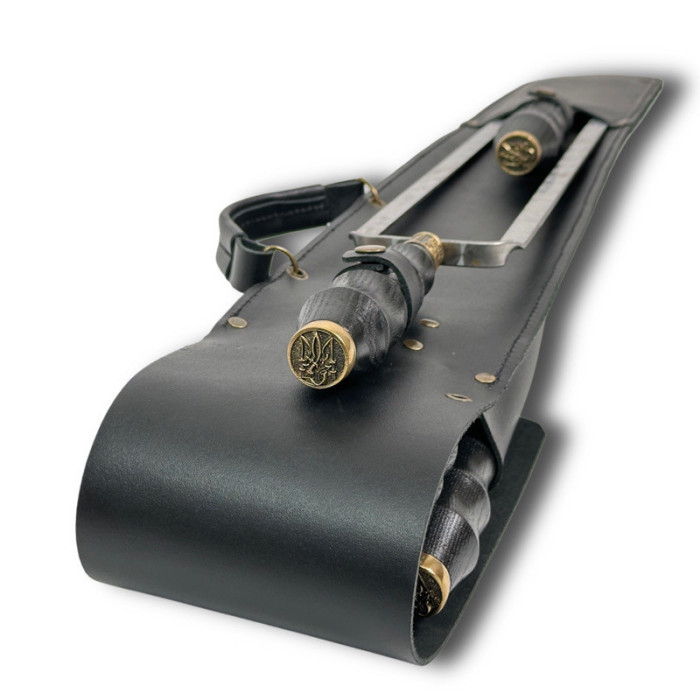 Набор шампуров в чехле из кожи Украинский герб BS63