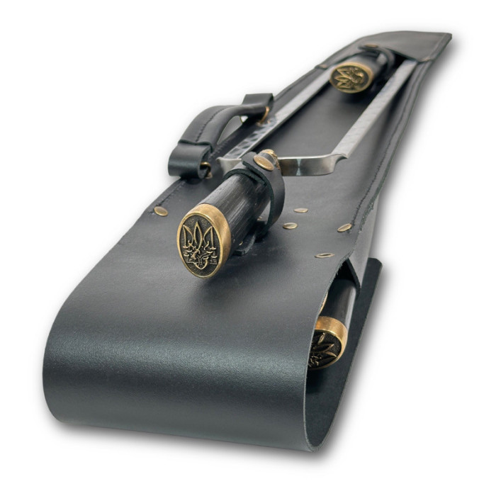 Набор шампуров в чехле из кожи Украинский герб BS64