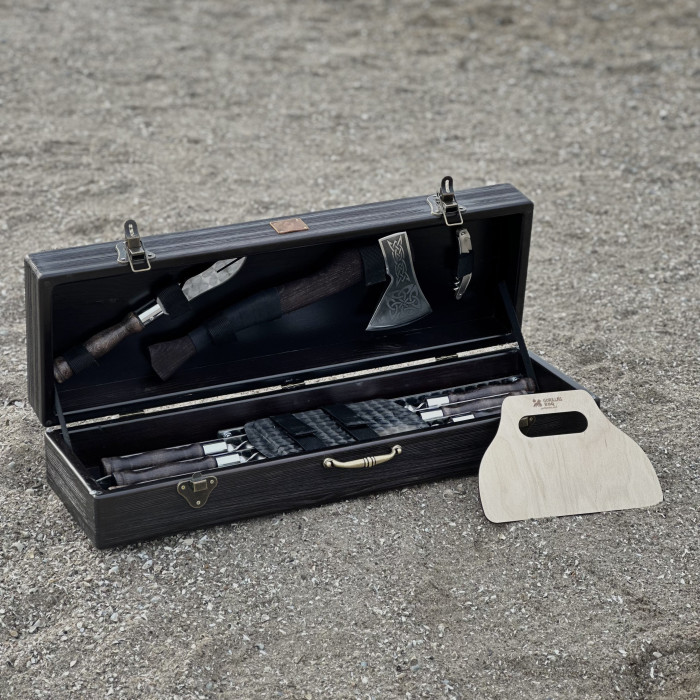 Набор для мангала подарочный в деревянном кейсе Рысь BS12