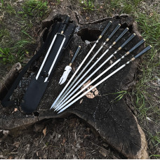 Набор шампуров КОЛЧАН ВЕГВИЗИР в кожаном чехле BS37