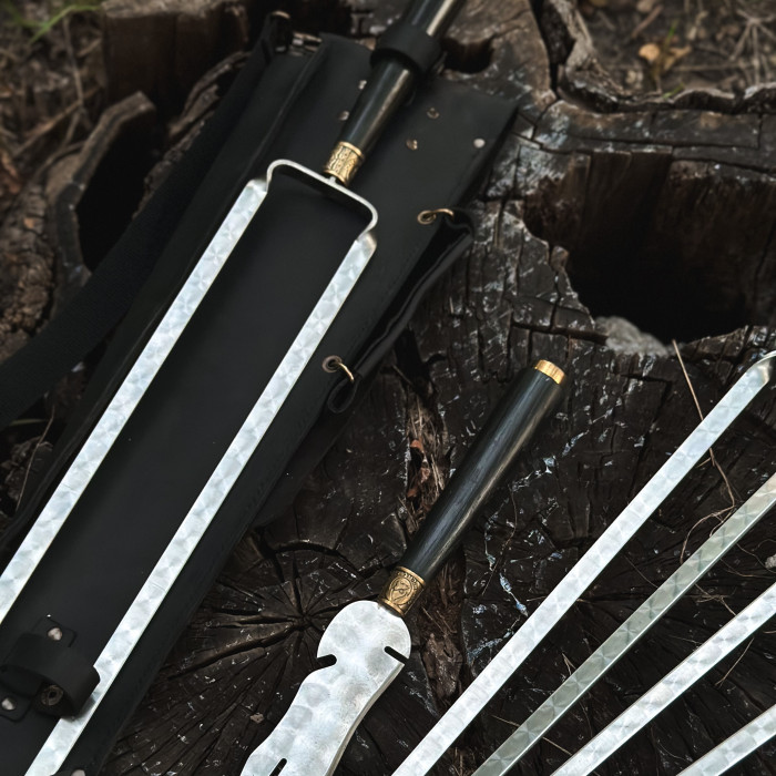 Набор шампуров КОЛЧАН ВЕГВИЗИР в кожаном чехле BS37