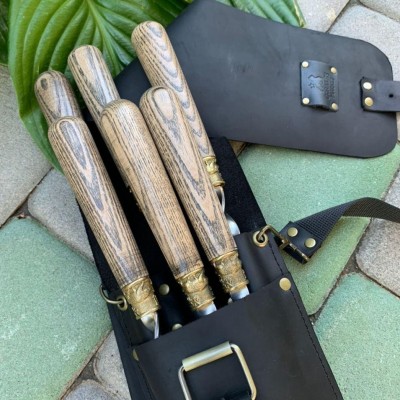 Skewers set Quiver GENHIS KHAN in a leather case