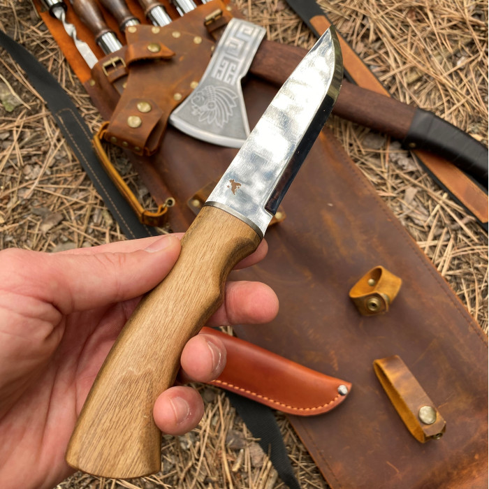 Набор шампуров ИНДЕЕЦ МАЙЯ в кожаном чехле BS21