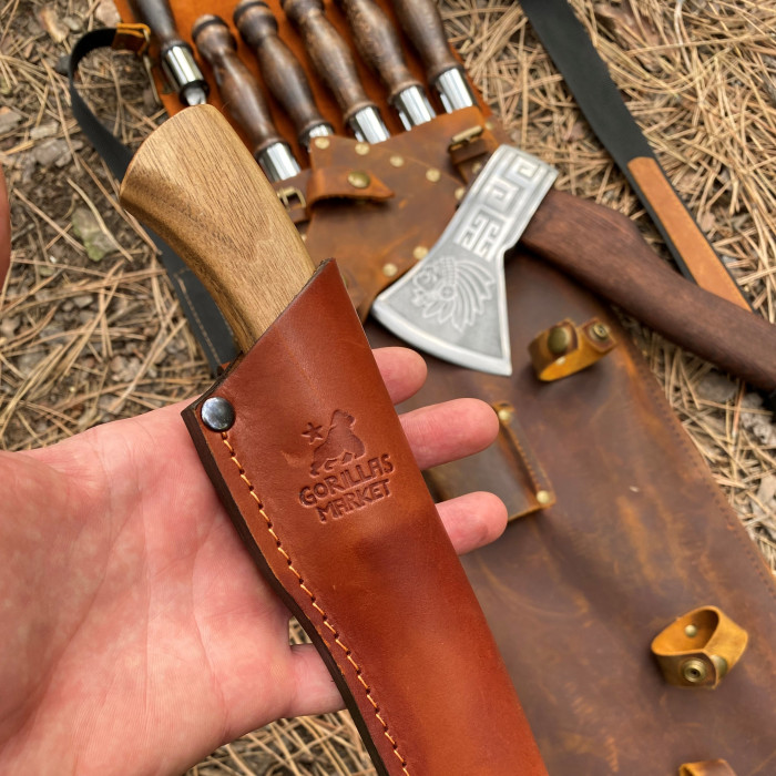 Набор шампуров ИНДЕЕЦ МАЙЯ в кожаном чехле BS21