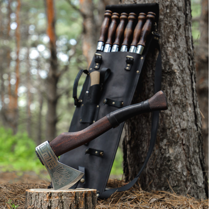 Набор шампуров ИНДЕЕЦ в кожаном чехле BS39