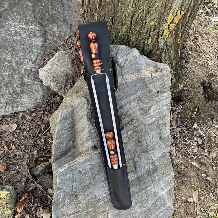 Набор шампуров КОЛЧАН МАХ Black в кожаном чехле BS40