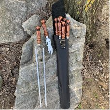 Набор шампуров КОЛЧАН МАХ Black в кожаном чехле BS40