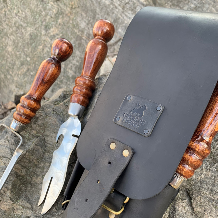 Набор шампуров КОЛЧАН МАХ Black в кожаном чехле BS40