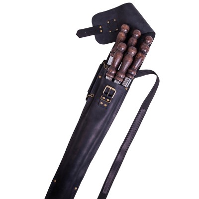 Skewers set QUIVER OWL in a leather case