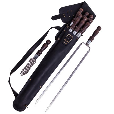 Skewers set QUIVER MAX Black in a leather case