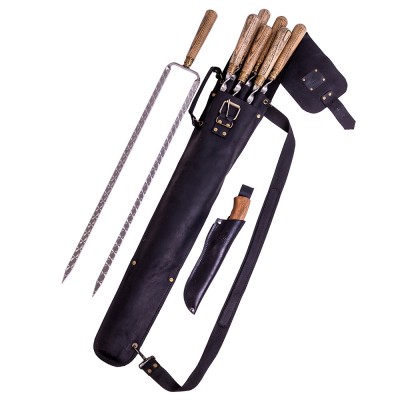 Skewers set Quiver GENHIS KHAN in a leather case