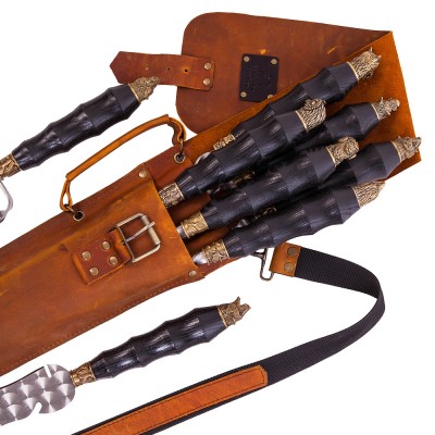 Skewers set QUIVER St. JOHNS WORT in a leather case
