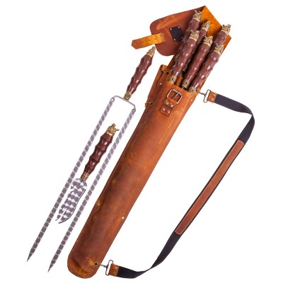 Skewers set Quiver Tiger MAX in a leather case