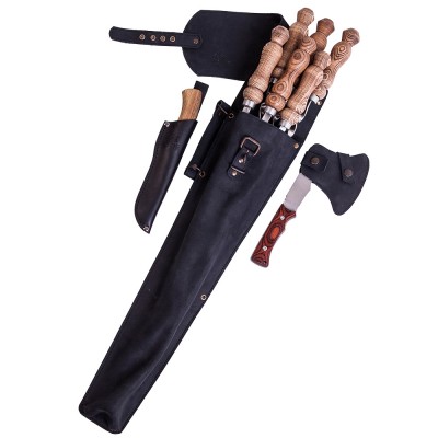 Skewers set QUIVER LUMBERJACK in a leather case